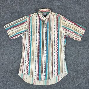 Wrangler Cowboy Cut Western Shirt Mens Short Sleeve Aztec Stripe Multicolor